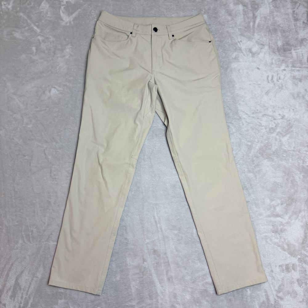 Lululemon ABC Classic Pants Mens 30 Khaki Tan Warpstreme Golf Performance